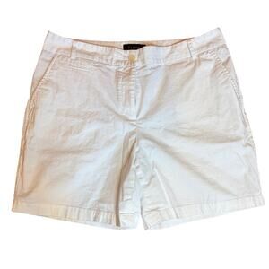 TALBOTS Women's Chino Shorts Size 12 White Cotton Twill - Relaxed Fit Stretch